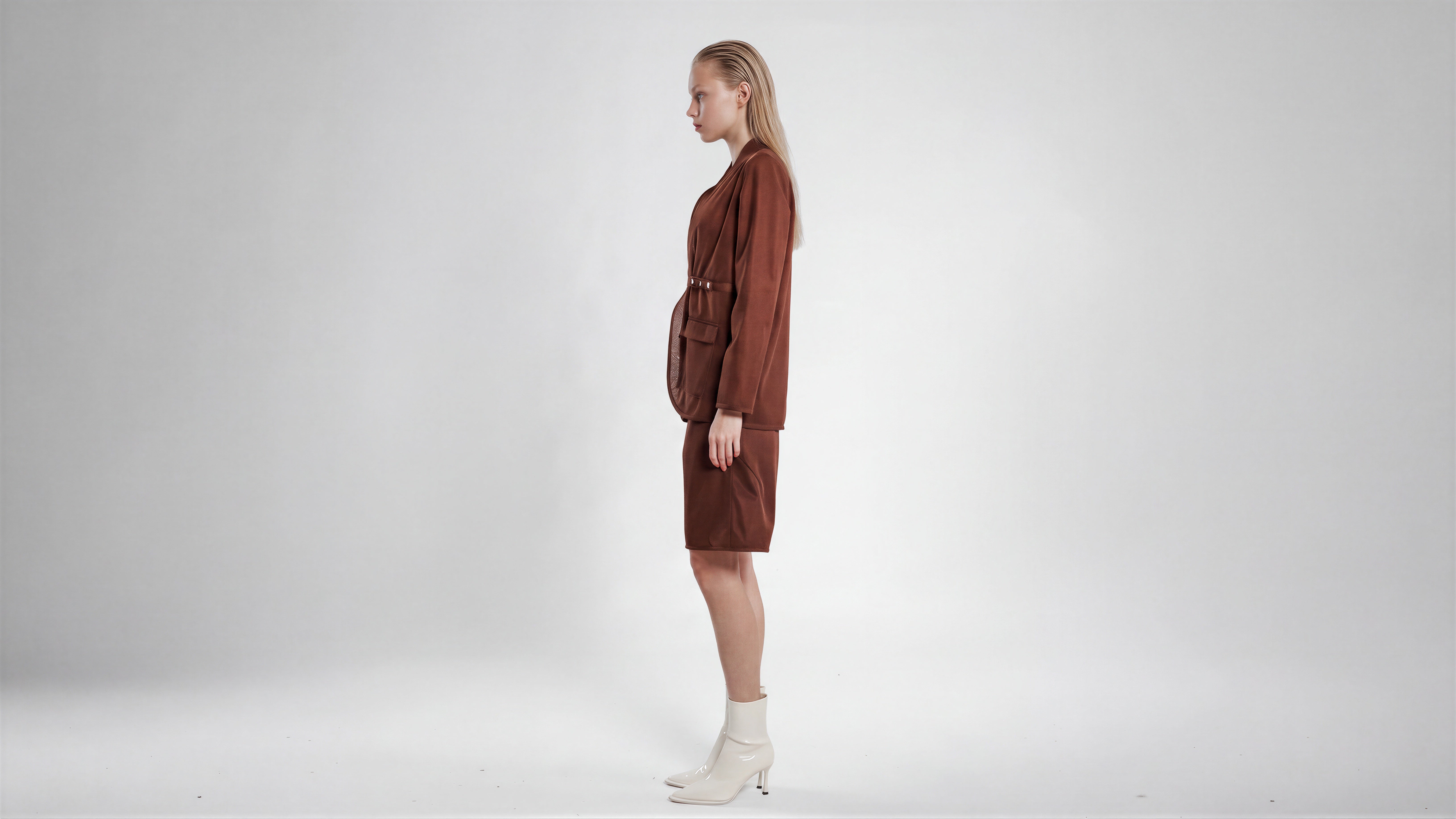 COOL MIST GREY / DEEP CHOCOLATE BROWN MESH BLAZER