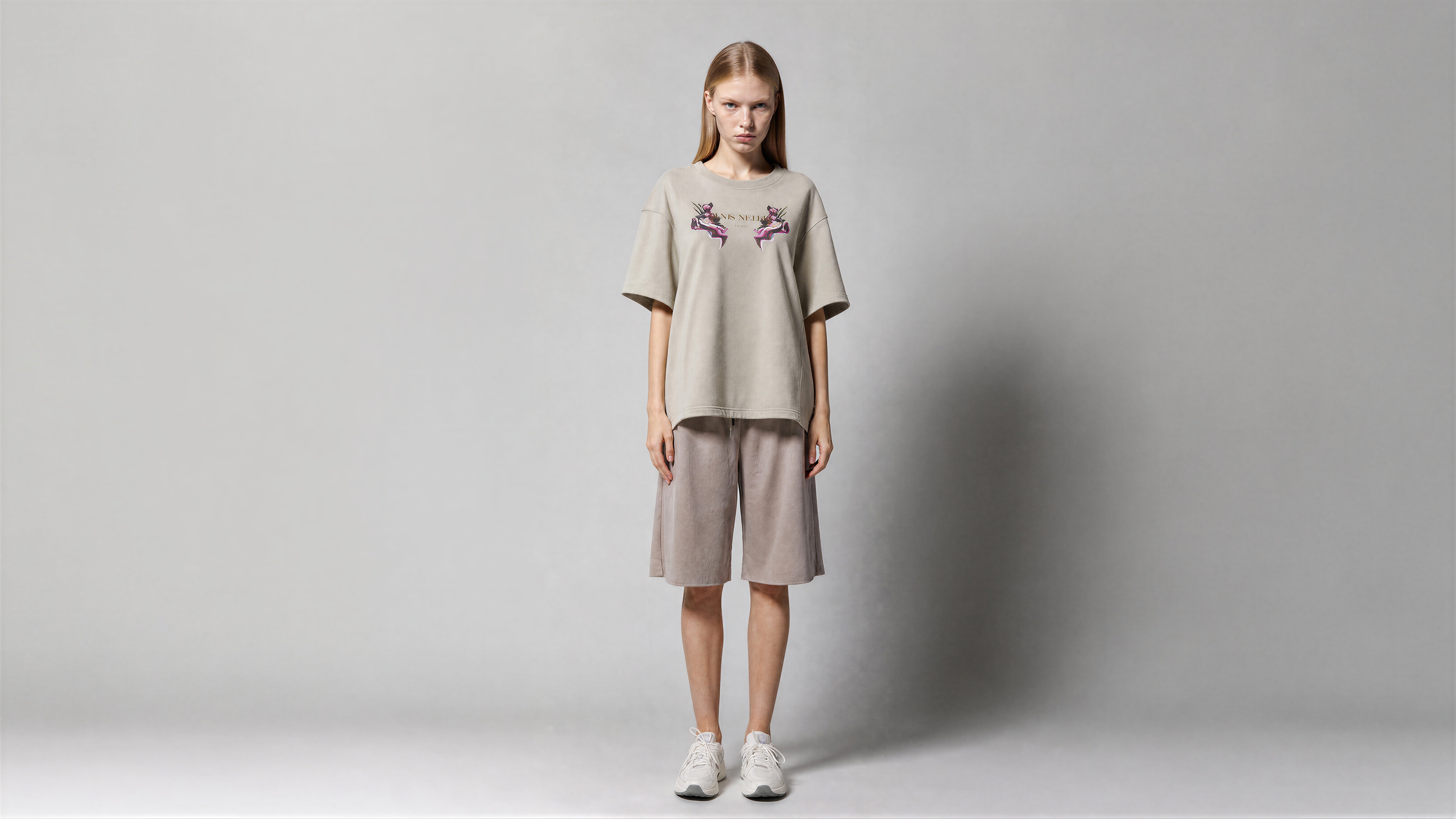 HERBAL GREEN / JET BLACK / COOL MIST GREY / COOL MIST BLUE OVERSIZED SHORT-SLEEVE T-SHIRT