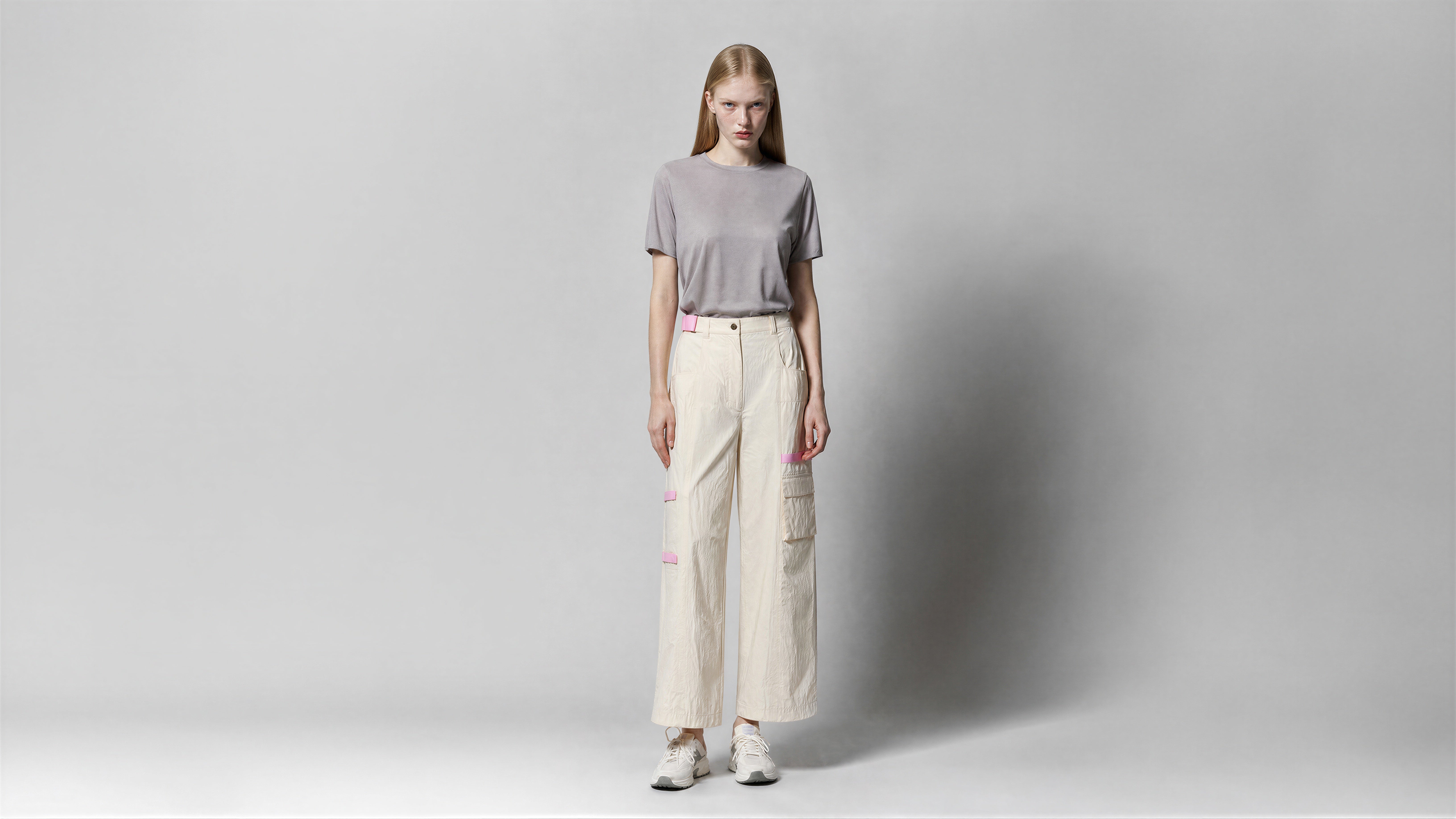 CLOUD WHITE / PURE BLACK CASUAL TRENCH PANTS
