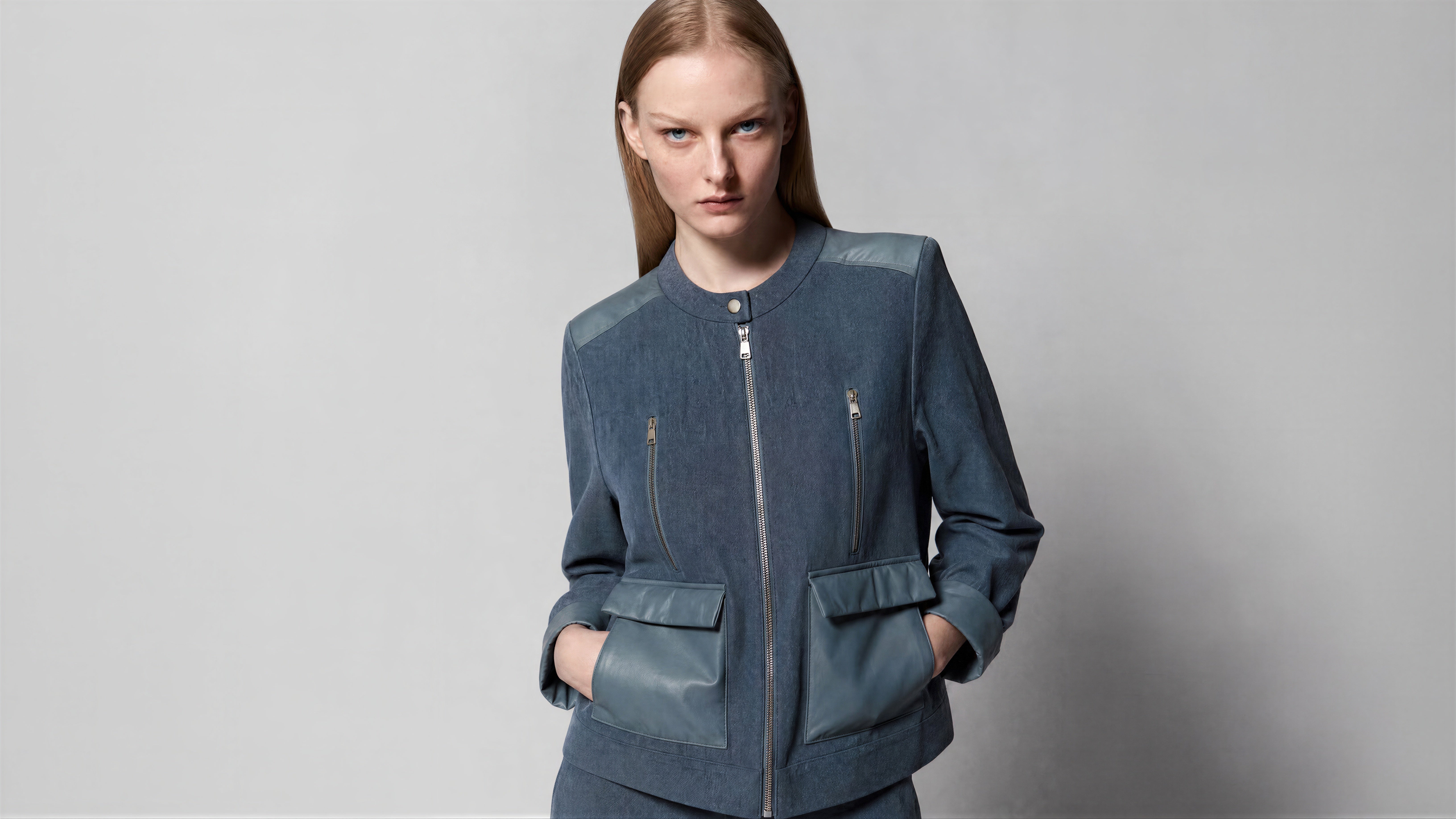 QUIET BLUE / MIDNIGHT PURPLE FUTURISTIC LINEN JACKET