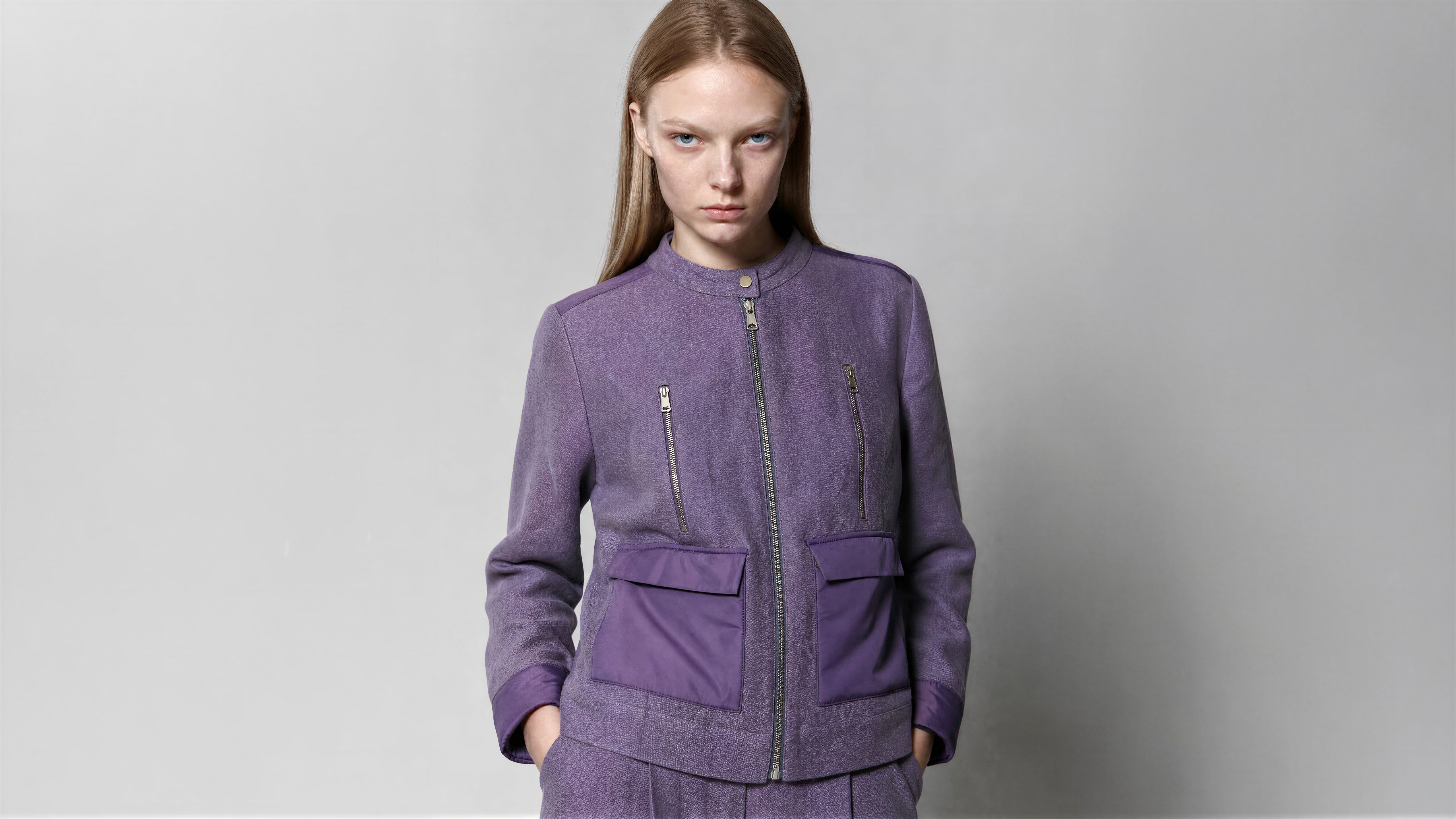 QUIET BLUE / MIDNIGHT PURPLE FUTURISTIC LINEN JACKET