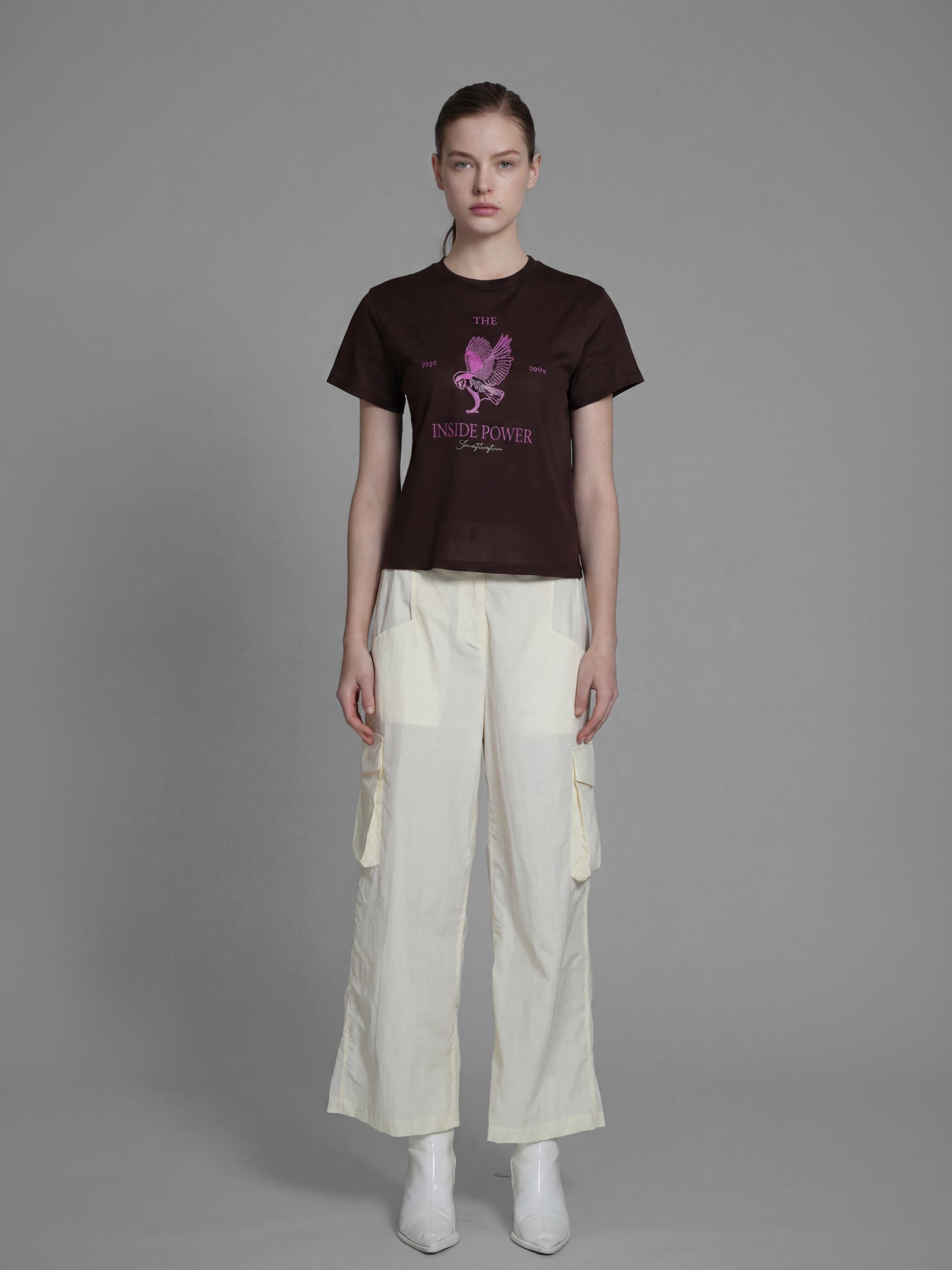 CLASSIC BLACK / COCOA BROWN / COOL MIST GREY PRINT T-SHIRT