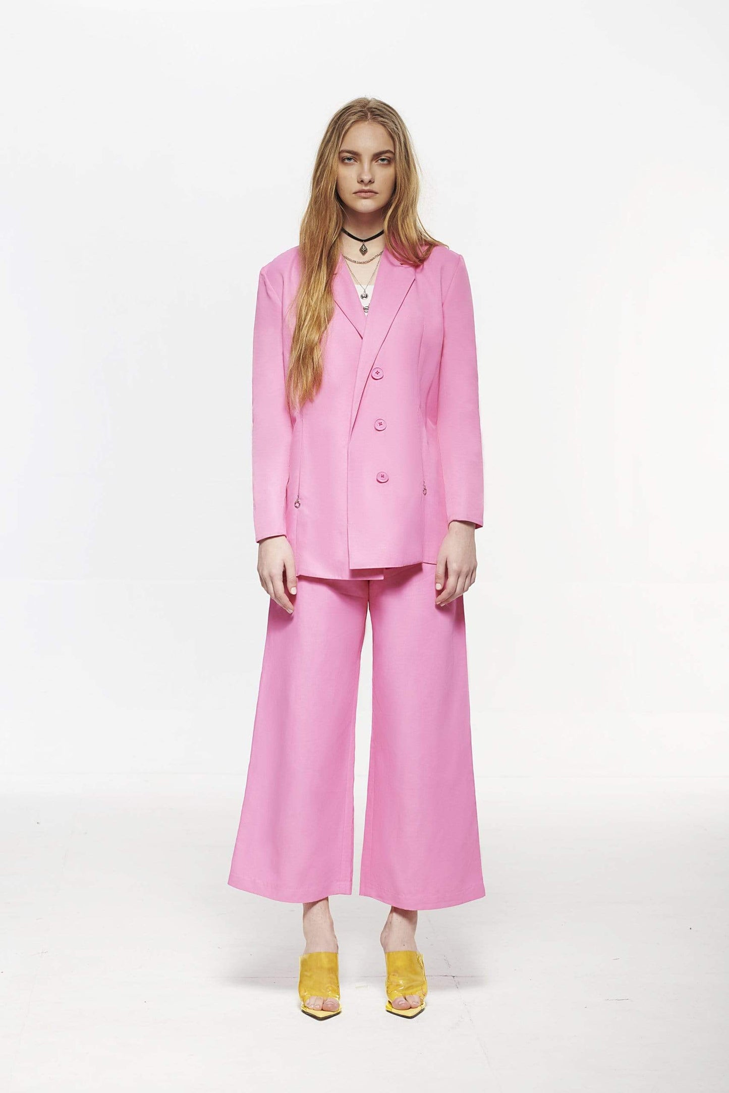 
                  
                    Pinkselfie  coat L / 粉色 粉/紫色麻料綁帶西裝外套
                  
                