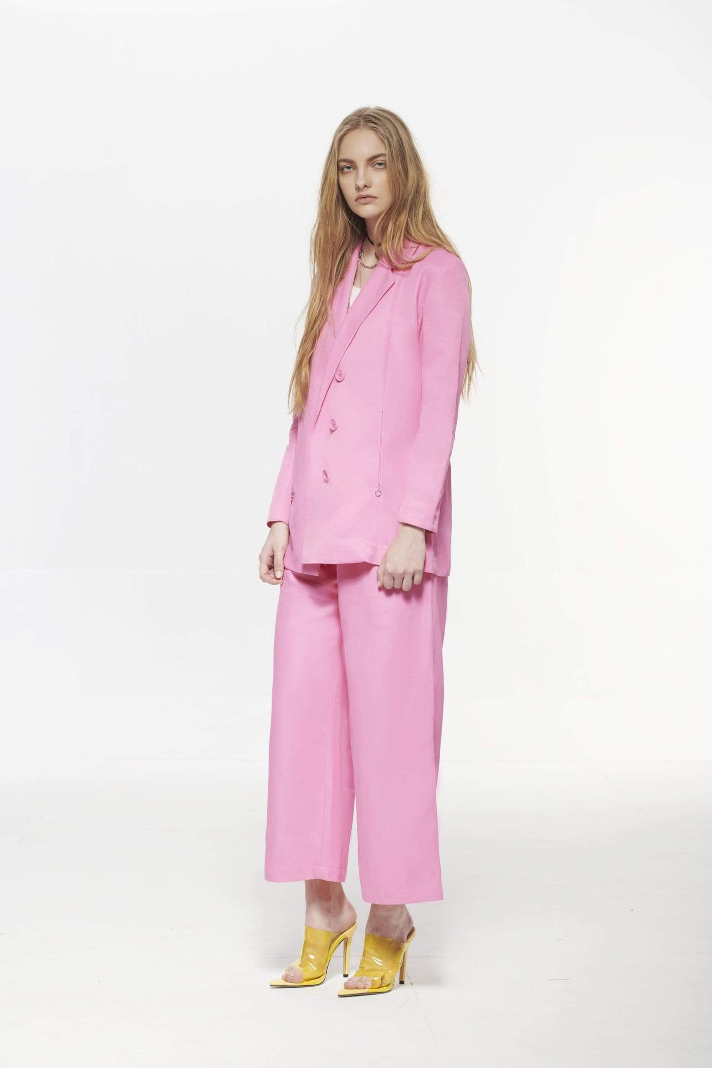 
                  
                    Pinkselfie  coat 粉/紫色麻料綁帶西裝外套
                  
                