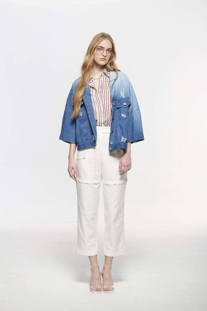 
                  
                    Pinkselfie  coat S/M 漸層寬版牛仔外套
                  
                