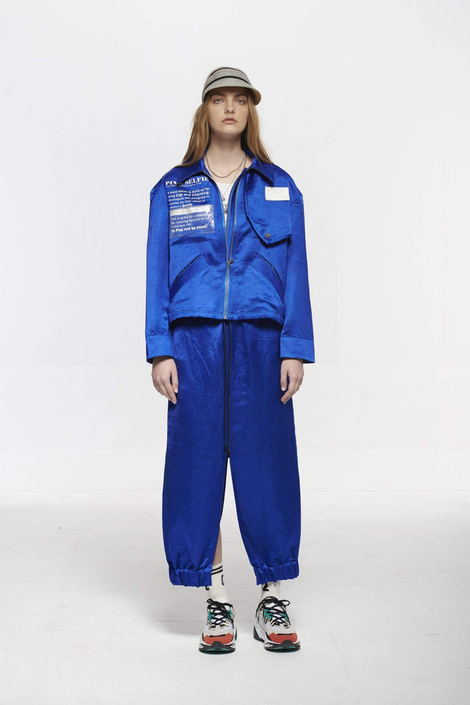 
                  
                    Pinkselfie  coat M/L / 藍色 [設計款]桃/藍色麻沙典前衛夾克外套
                  
                