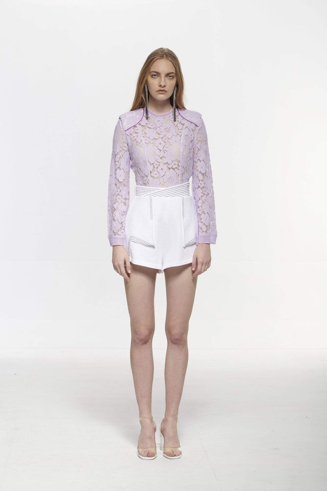 
                  
                    Pinkselfie  TOP L / 紫色 黑/白/紫色Lace喇叭袖上衣
                  
                